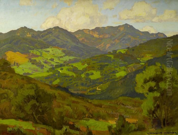 Converging Fields (mountains Of Malibu) Oil Painting by William Wendt