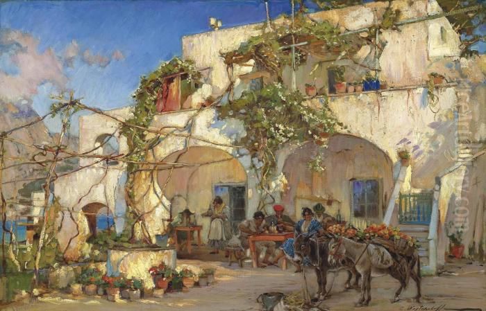 At The Tavern Oil Painting by Constantin Alexandr. Westchiloff