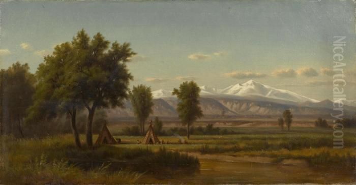 Indian Encampment On The Platte River, Colorado Oil Painting by Thomas Worthington Whittredge