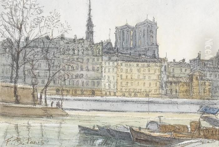 Seinepartie Mit Notre-dame In Paris Oil Painting by Frank Will