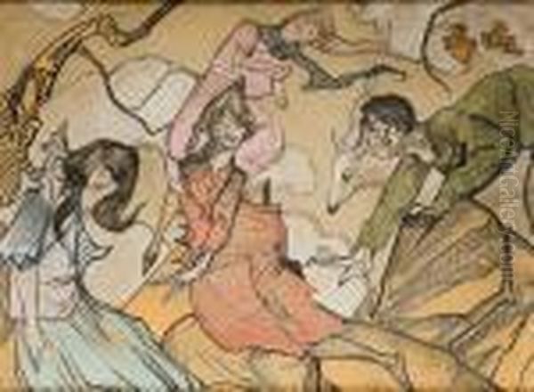 Spotkanie Z Jednorogiem W Gorach Skalistych Oil Painting by Stanislaw Ignacy Witkiewicz (Witkacy)