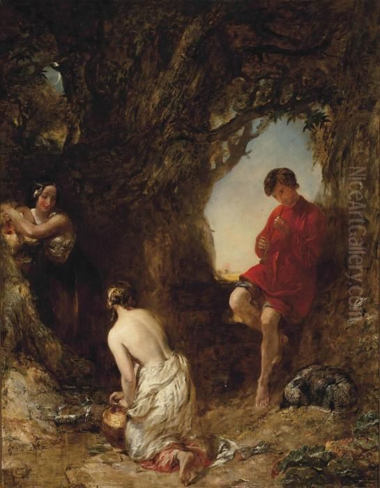 A Pastoral Scene Oil Painting by Alfred Woolmer