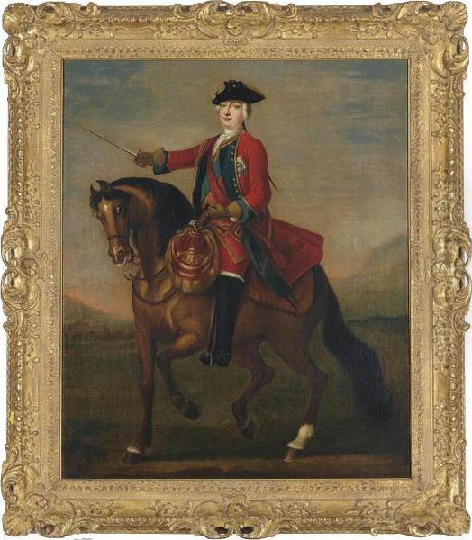 An Equestrian Portrait Of Prince
 William Augustus, Duke Of Cumberland Wearing The Uniform Of The Red 
Guards And The Ribbon And Star Of The Garter Oil Painting by John Wootton