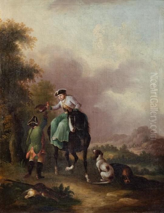 Escena De Caceria Oil Painting by Pieter Wouwermans or Wouwerman