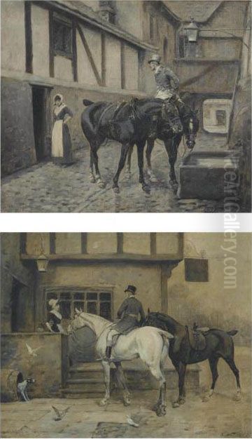 On The Way To The Meet; And Between Stages Oil Painting by George Wright