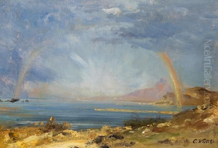 Rainbow Over Tsing-tao Oil Painting by Carl Wuttke