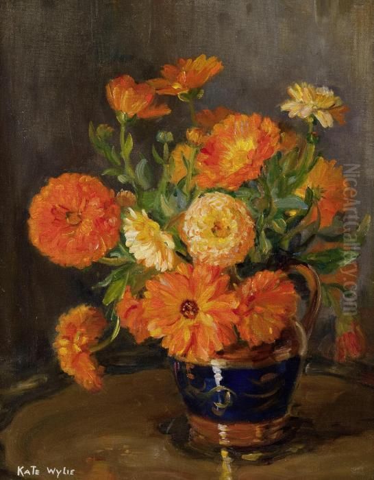 Mixed Flowers Oil Painting by Kate Wylie