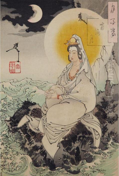 Moon Of The Southern Sea Oil Painting by Tsukioka Yoshitoshi