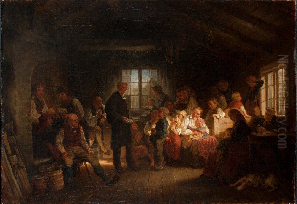 Husforhoret Oil Painting by Kilian Christoffer Zoll