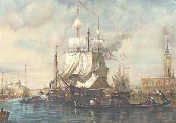 Docking in Venice before the Doge's Palace Oil Painting by Felix Ziem