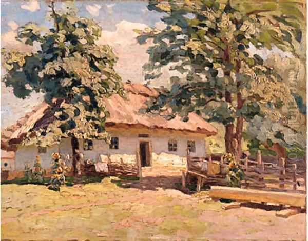 Landscape with a Cottage Oil Painting by Viktor Ivanovich Zarubin