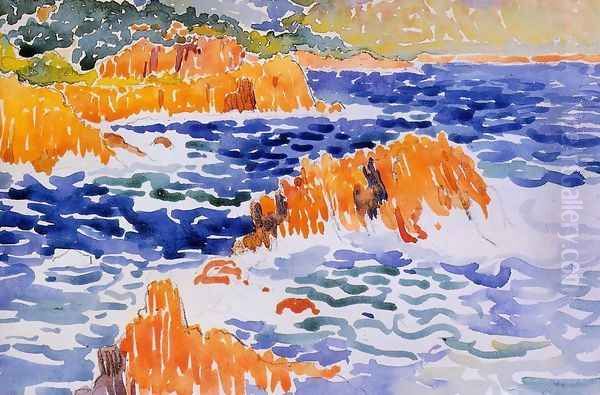 Rocks at Trayas Oil Painting by Henri Edmond Cross