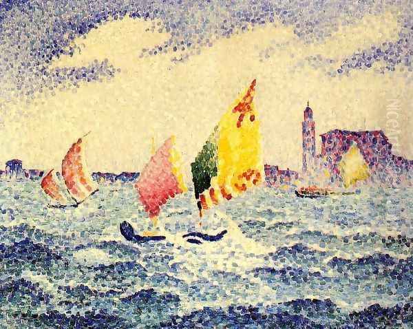 Sailboats near Chicago Oil Painting by Henri Edmond Cross