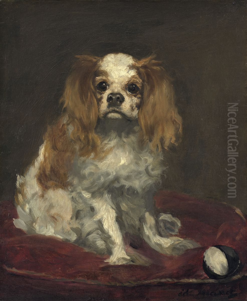 A King Charles Spaniel Oil Painting by Edouard Manet