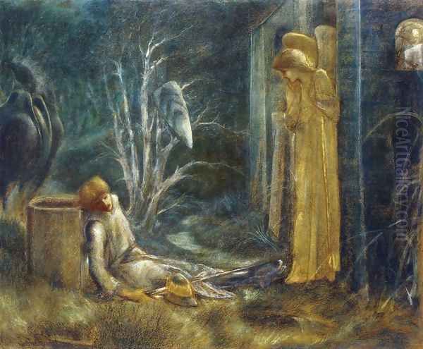 The Dream of Launcelot at the Chapel of the San Graal Oil Painting by Sir Edward Coley Burne-Jones