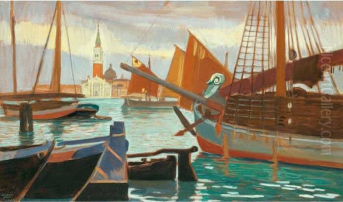 Port De Venise Oil Painting by Ernest Bieler