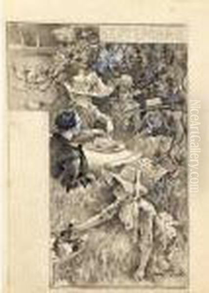 Dejeuner Sur L'herbe 
Lunch On The Grass Oil Painting by Ernest Bieler