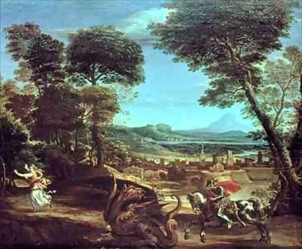 Landscape with St George and the Dragon Oil Painting by Domenico Zampieri (Domenichino)