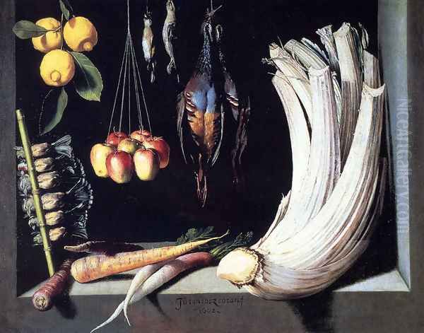 Still Life With Dead Birds, Fruit And Vegetables Oil Painting by Juan Sanchez Cotan