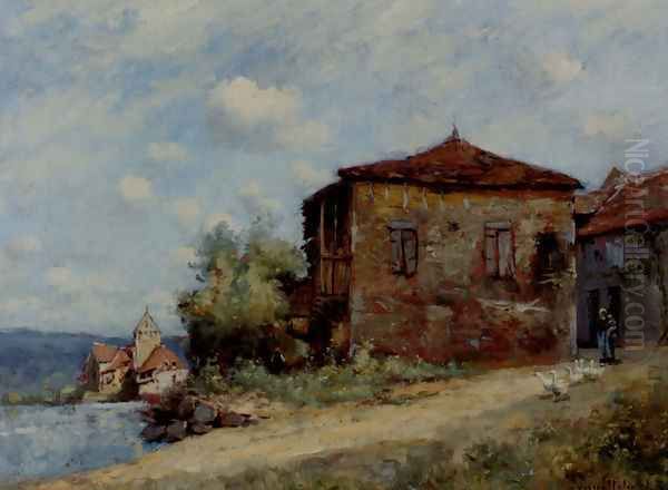 La Depart De La Gardeuse D'Oies Oil Painting by Paul Trouillebert