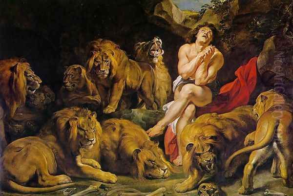 Daniel in the Lion's Den c. 1615 Oil Painting by (studio of) Rubens, Peter Paul