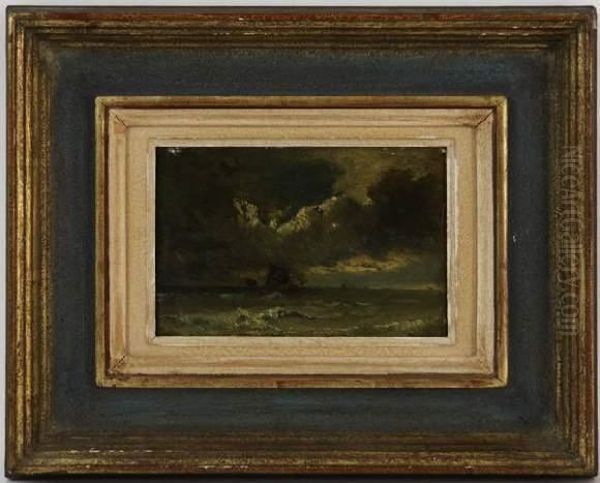 Bateaux Pris Dans La Tempete Oil Painting by Jules Dupre