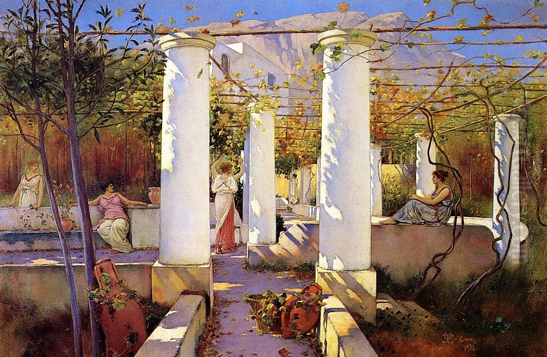 In the Shade of the Vines, Capri Oil Painting by Charles Caryl Coleman