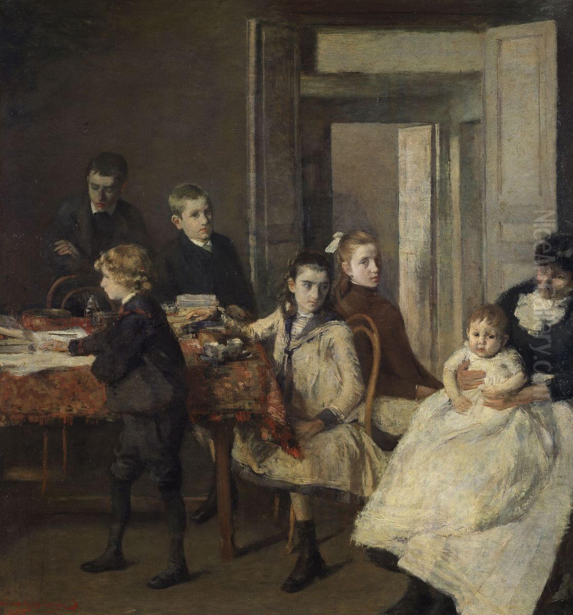 The Children of Francois van Rysselberghe Oil Painting by Theo van Rysselberghe