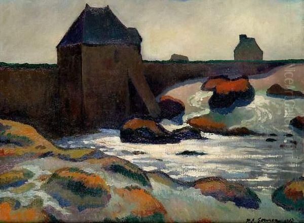 Le Moulin De Mer, Ploumanach Oil Painting by Paul-Elie Gernez