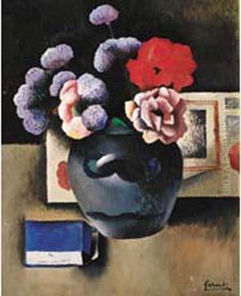 Vase De Fleurs Oil Painting by Paul-Elie Gernez