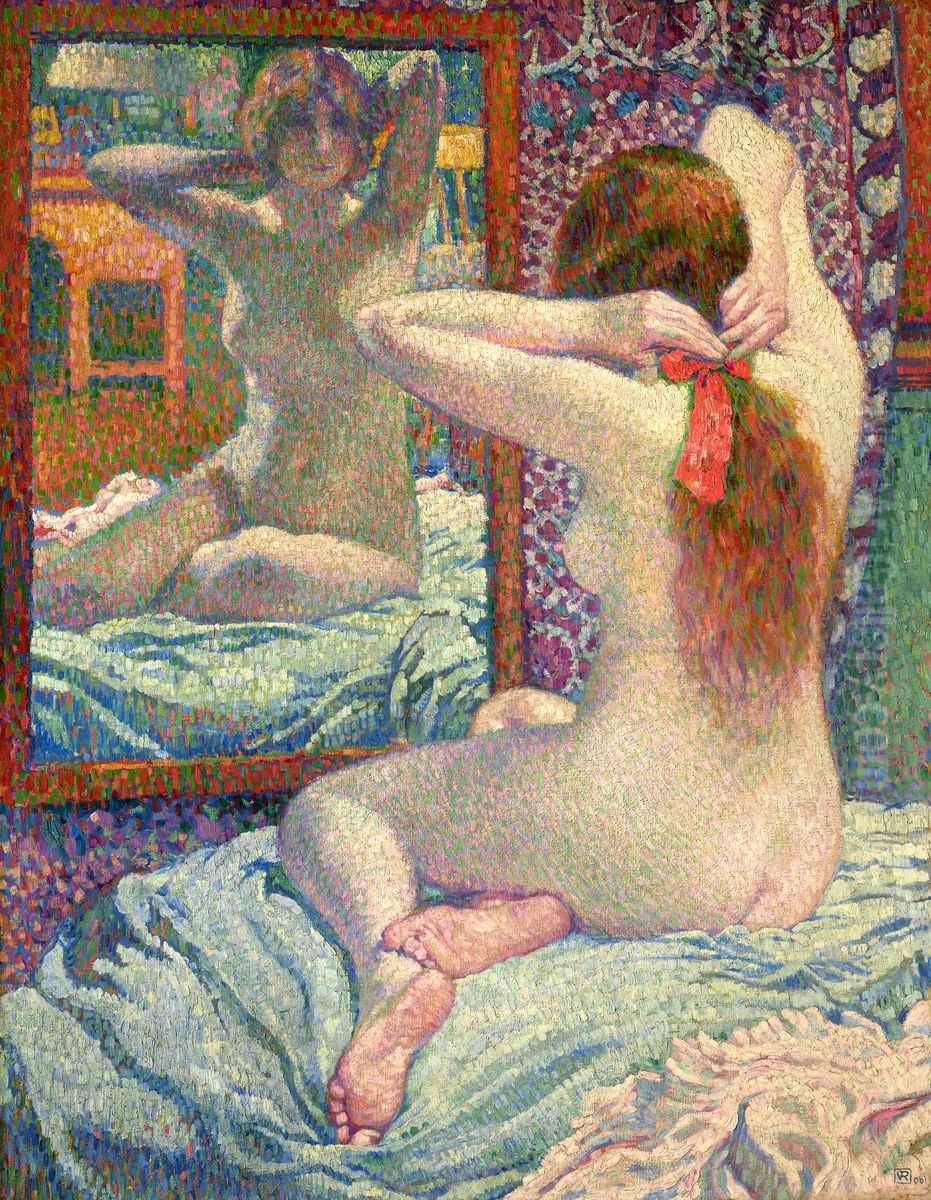 The Scarlet Ribbon Oil Painting by Theo van Rysselberghe