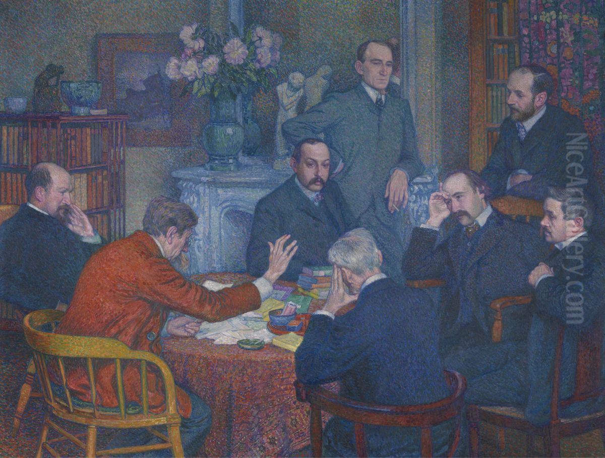A Reading by Emile Verhaeren Oil Painting by Theo van Rysselberghe