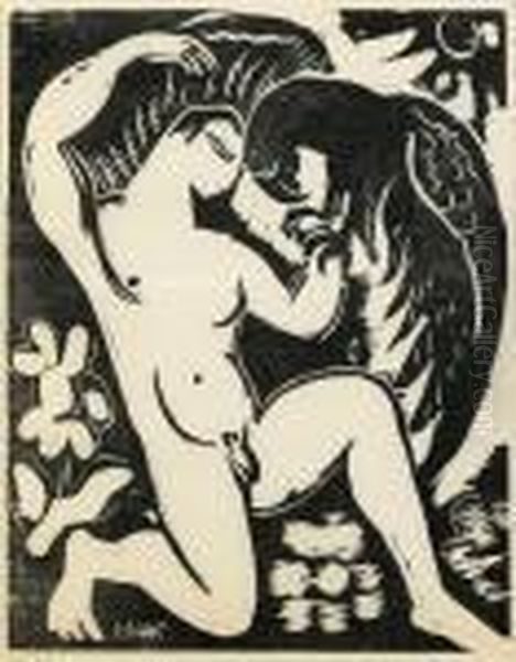 Man Och Papegoja Oil Painting by Isaac Grunewald