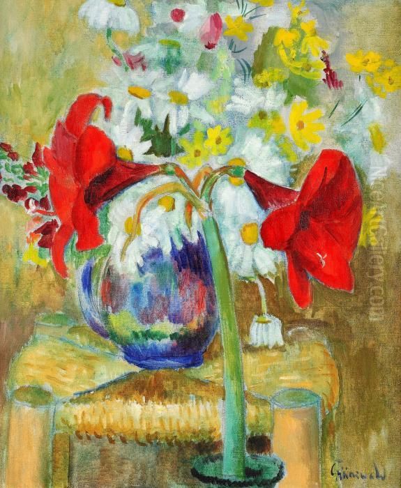 Stilleben Med Amarylis Och Sommarblommor Oil Painting by Isaac Grunewald