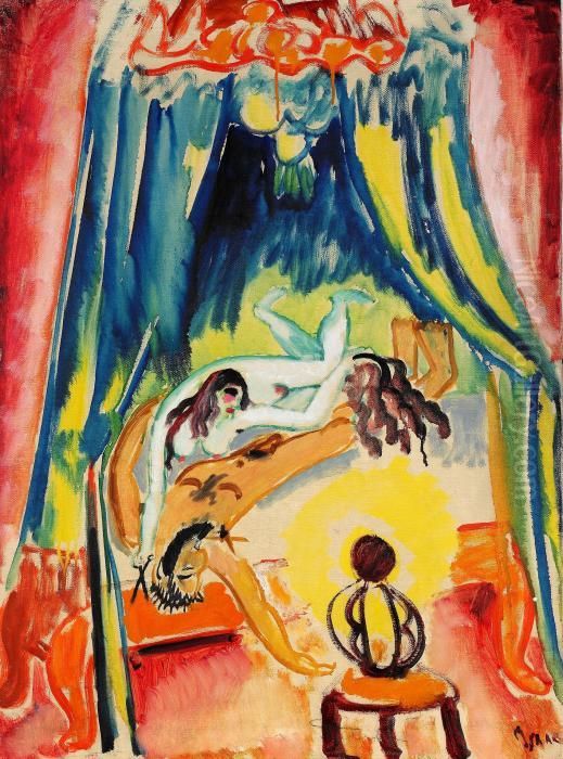 Simson Och Delila I Oil Painting by Isaac Grunewald