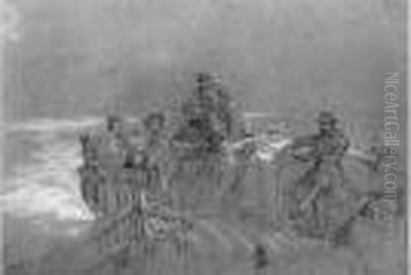 Eleve De L'ecole Des Beaux-arts, Theodore Gudin Fut Forme Par
 Girodet. Il Connut Le Succes En Tant Que Peintre Officiel De
 Marines, Il Recut Une Commande De 70 Tableaux Pour Completer Le
 Cycle Commence Par Joseph Vernet A Versailles. Gudin Travailla Oil Painting by Theodore Gudin