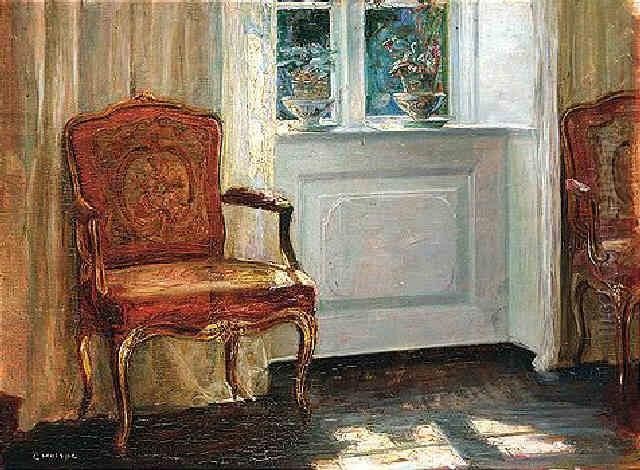 Interior With Red Chair Oil Painting by Carl Vilhelm Holsoe