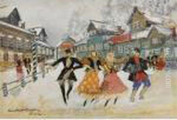 The Village Dancers Oil Painting by Konstantin Alexeievitch Korovin
