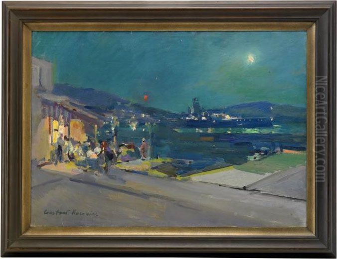 Evening On The French Coast Oil Painting by Konstantin Alexeievitch Korovin