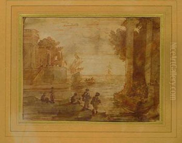 View Of A Harbor Oil Painting by Claude Lorrain (Claude Gellee)