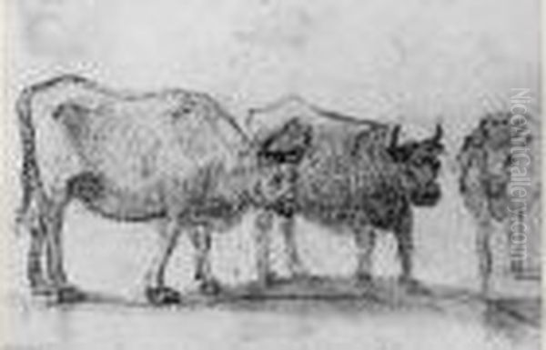 Trois Vaches Oil Painting by Claude Lorrain (Claude Gellee)