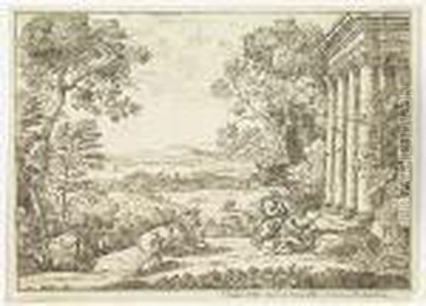 Mercury And Argus<</b> Oil Painting by Claude Lorrain (Claude Gellee)