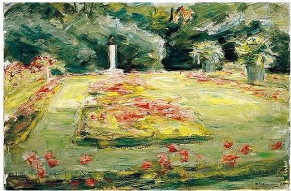 Die Blumenterrasse Im 
Wannseegarten Nach Norden (the Flower Terrace In The Wannsee Garden, 
Facing North) Oil Painting by Max Liebermann