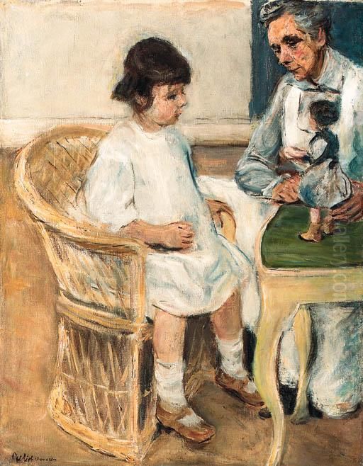 Die Enkelin Im Korbsessel Nach Rechts Oil Painting by Max Liebermann