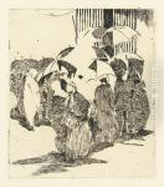 La Queue Devant La Boucherie. Oil Painting by Edouard Manet