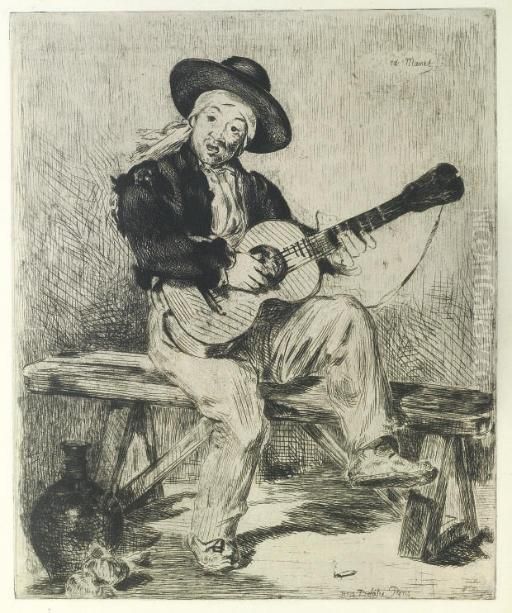 Le Chanteur Espagnol (le Guitarero) (g. 16; H. 12) Oil Painting by Edouard Manet