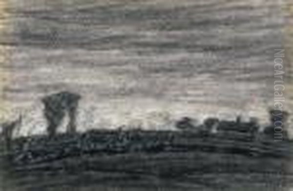 Plough-land Oil Painting by Istvan Nagy