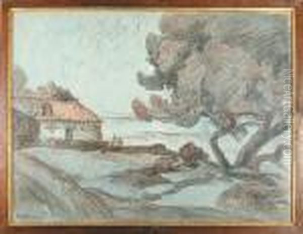 Chata Nad Jeziorem Oil Painting by Jean Misceslas Peske