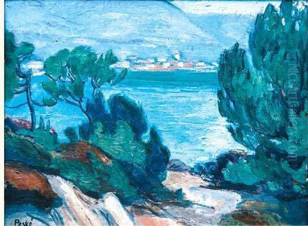 La Plage A Lavandou Oil Painting by Jean Misceslas Peske