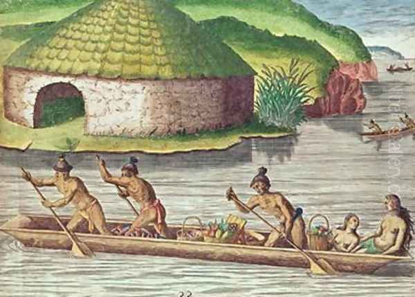 Collecting Crops for the Communal Storehouse Oil Painting by Jacques le Moyne de Morgues